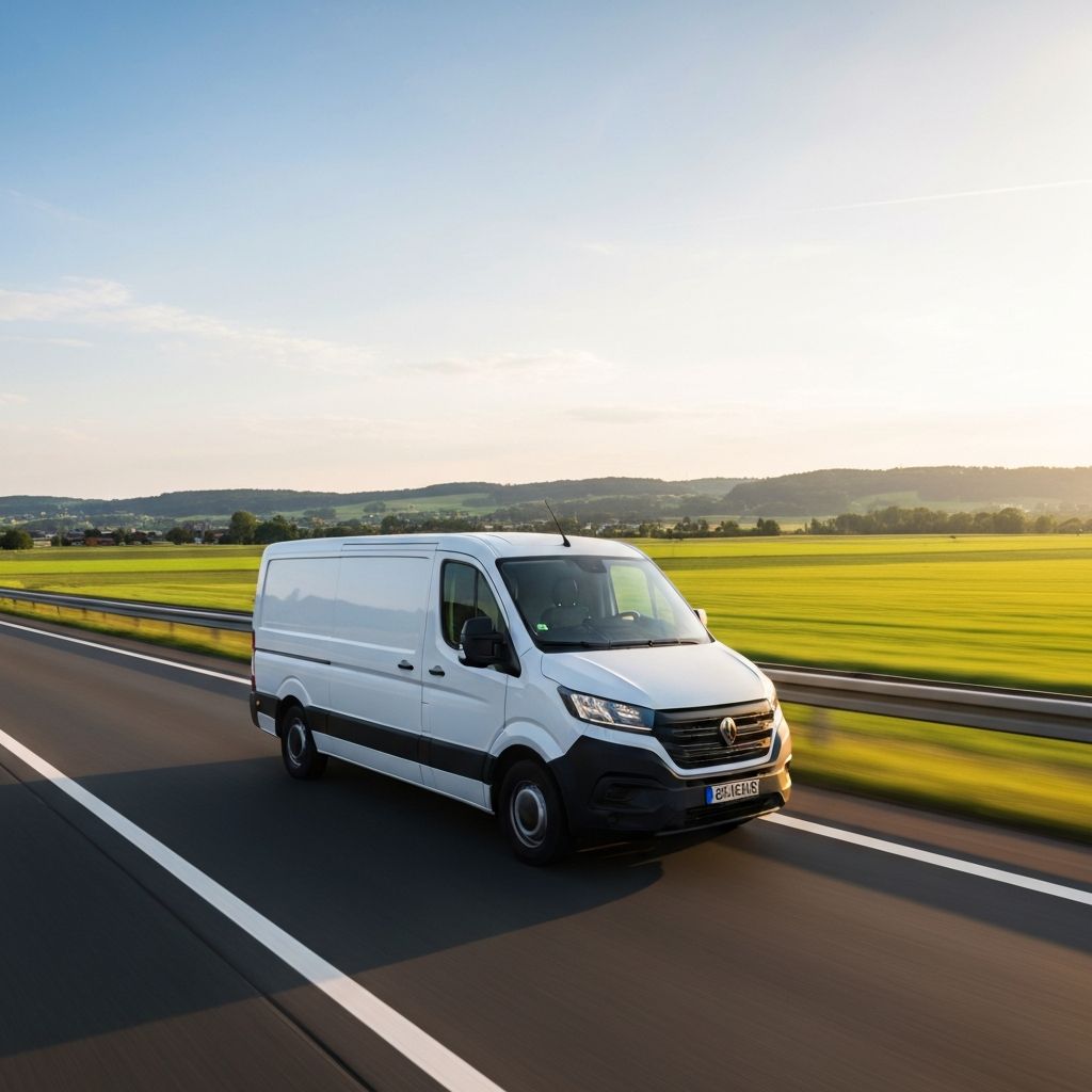 European cargo transport van on highway